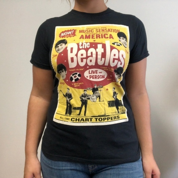 The Beatles Black Short Sleeve Band Tee - Picture 1 of 3